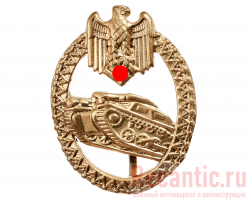 Знак-щиток Wehrmacht к наградному шнуру "За меткую стрельбу для танкистов" (в золоте)