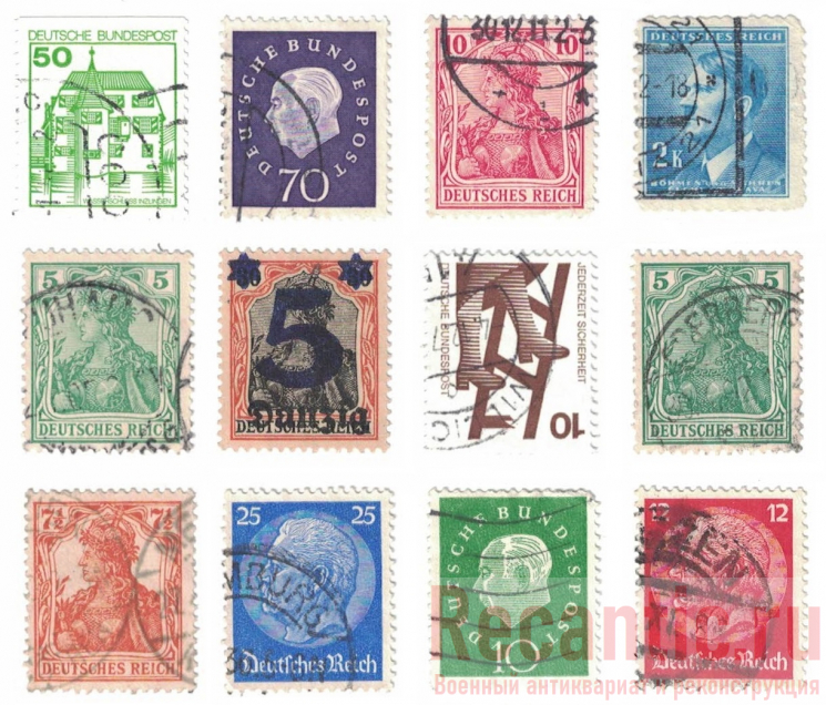 Почтовые марки 3 Рейха (12 шт.)