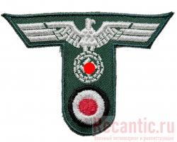 Нашивка на кепи "Орёл Wehrmacht" (9 см, на зеленой ткани)